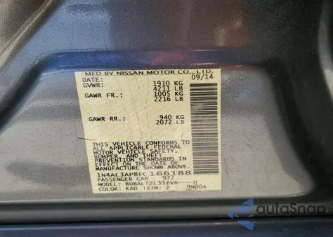 2015 Nissan Altima 2.5 z USA, uszkodzony, nr VIN 1N4AL3AP8FC166188